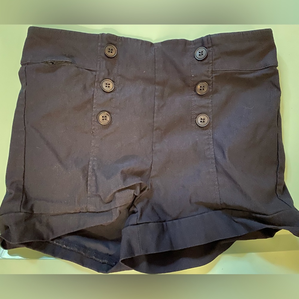 Navy Blue Button Shorts